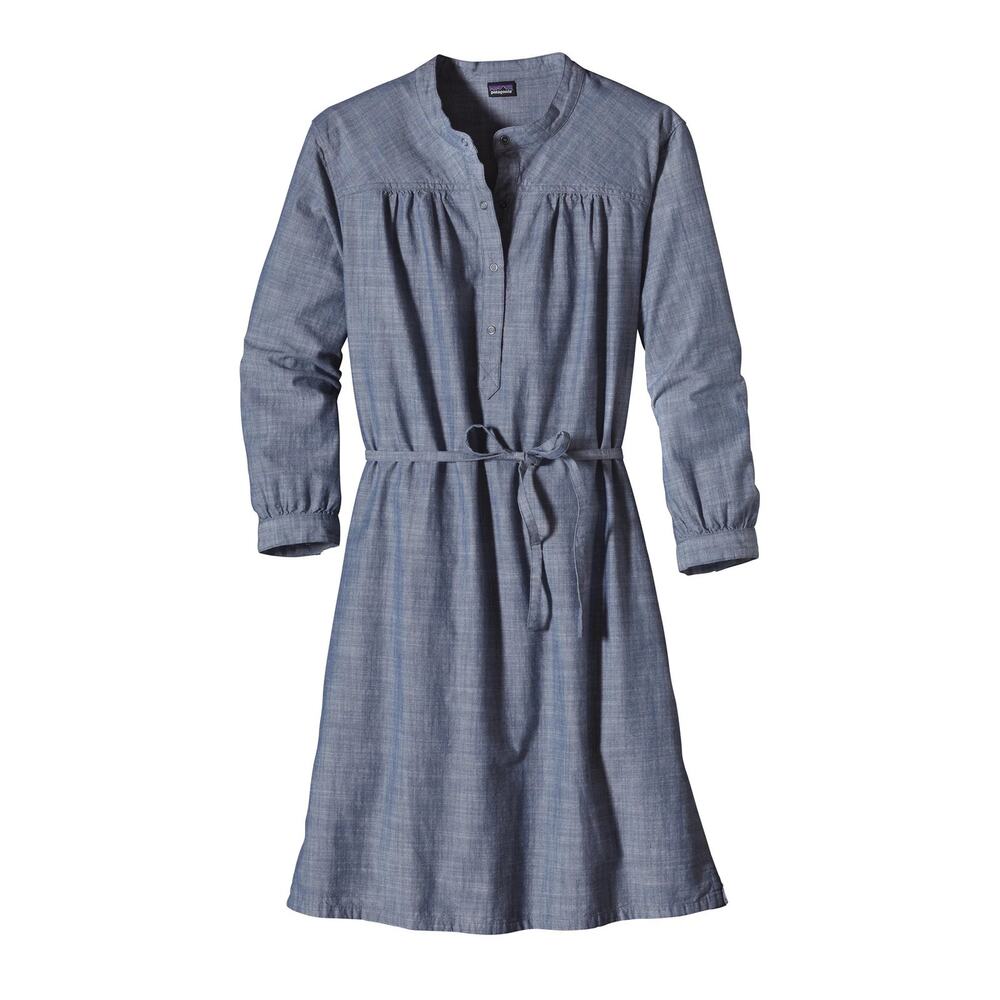 Patagonia Size 0 Shift Dress Settler's Chambray Organic Cotton Shirtdress EUC